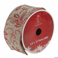 Coupon 🤩 Northlight Pack of 12 Red and Beige Burlap Wired 🔔 Christmas Craft Ribbon Spools - 2.5" x 120 Yards 👏