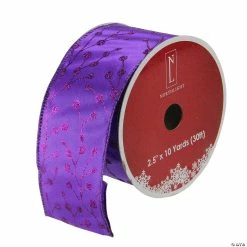 Budget 👏 Northlight Pack of 12 Shimmering Purple ❄ Christmas Tree Wired Craft Ribbons - 2.5" x 120 Yards 🎉