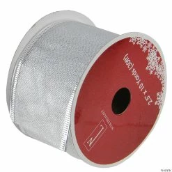 Promo ✔️ Northlight Pack of 12 Shimmering Silver Wired 🎅 Christmas Craft Ribbon Spools 2.5" x 120 Yards 👍