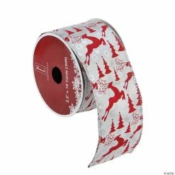 Deals 🎉 Northlight Pack of 12 Silver and Red Flying Reindeer 🎁 Christmas Wired Craft Ribbon Spools - 2.5" x 120 Yards ❤️
