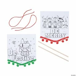 Cheap 🔔 Peanuts® Color Your Own ❄ Christmas Pom-Pom Banners - 12 Pc. 😀