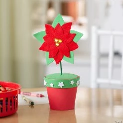 Flash Sale ✨ Poinsettia Flowerpot Craft Kit - Makes 6 🛒 -Cheap Christmas Crafts Store poinsettia flowerpot craft kit makes 614091908 a03
