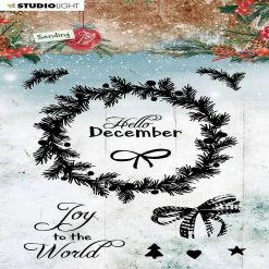 Best Sale 🧨 Studio Light SL Clear Stamp 🎁 Christmas Wreath Sending Joy 105x148mm nr55 ✨