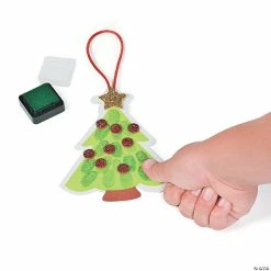 Flash Sale 🔥 Thumbprint 🎄 Christmas Tree Ornament Craft Kit - Makes 12 🔔 -Cheap Christmas Crafts Store thumbprint christmas tree ornament craft kit makes 1248 8496 a02