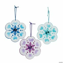 Cheap ✔️ Thumbprint Snowflake ❄ Christmas Ornament Craft Kit - Makes 12 🔥