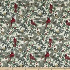 Best Sale π Winter Elegance Cardinal Elegance Natural Metallic Jackie Robinson Benartex BTY π