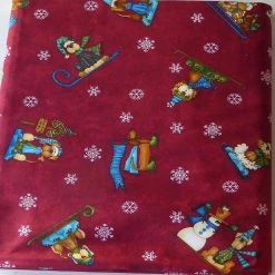 Buy 🧨 Winter Parade 🐶 Dogs Sledding on Red Henry Glass Cotton Fabric by the Yard ✨