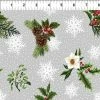 Coupon 👍 Winter Twist Grey Holly & Berries Cotton Fabric by In the Beginning Fabrics 🤩